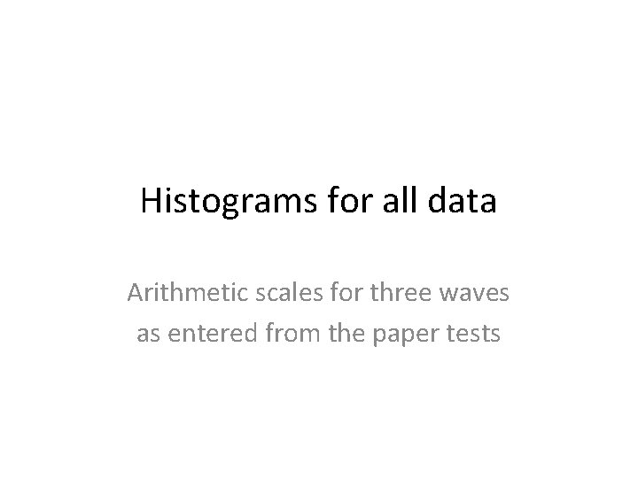 Histograms for all data Arithmetic scales for three waves as entered from the paper