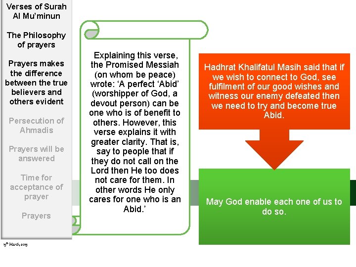 Verses of Surah Al Mu’minun The Philosophy of prayers Prayers makes the difference between