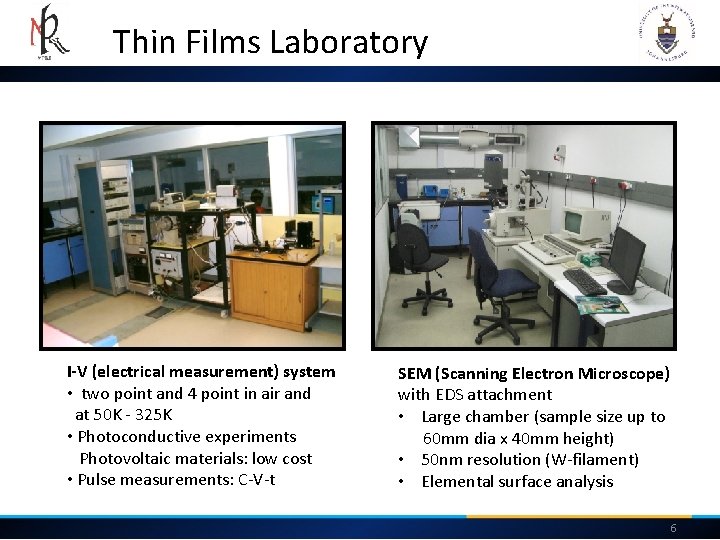 Thin Films Laboratory I-V (electrical measurement) system • two point and 4 point in