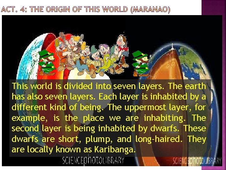 This world is divided into seven layers. The earth has also seven layers. Each