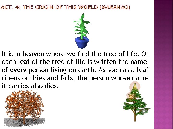 It is in heaven where we find the tree-of-life. On each leaf of the