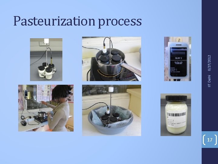IIT Delhi 8/27/2012 Pasteurization process 17 