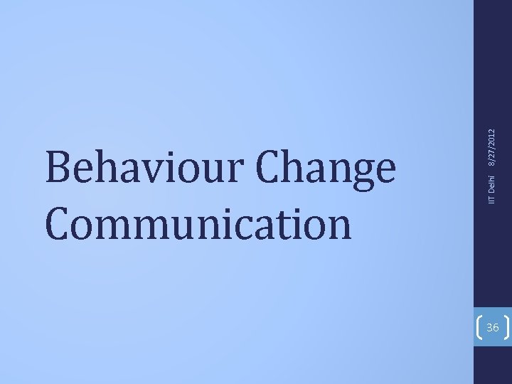 8/27/2012 IIT Delhi Behaviour Change Communication 36 