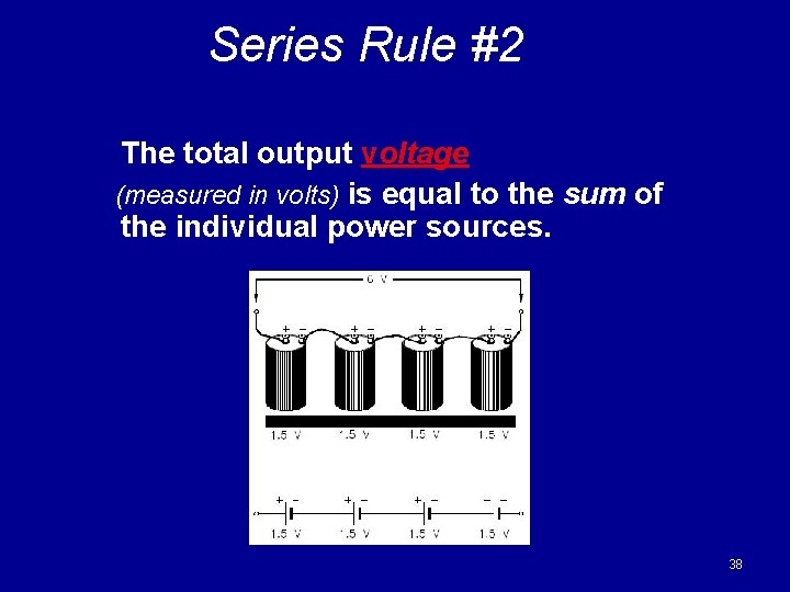 Series Rule #2 The total output voltage (measured in volts) is equal to the