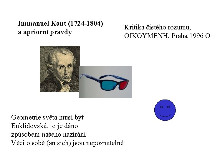 Immanuel Kant (1724 -1804) a apriorní pravdy Geometrie světa musí být Euklidovská, to je