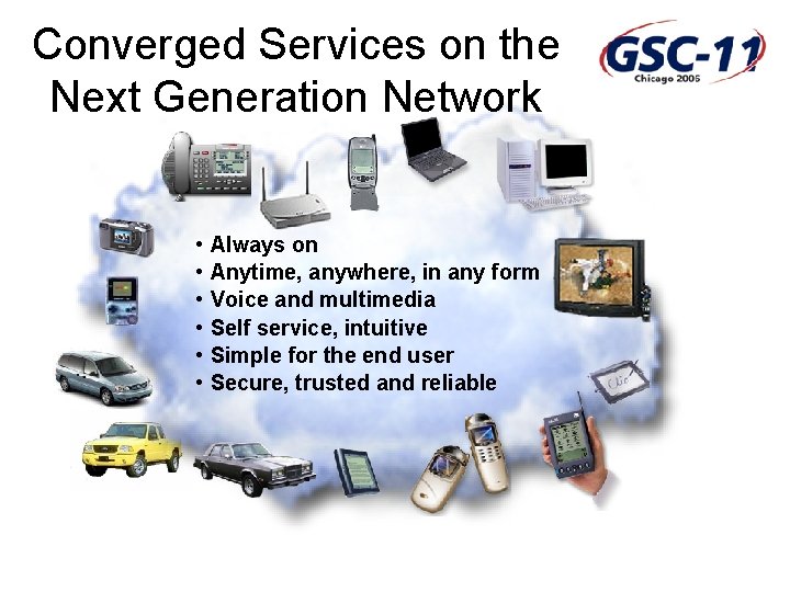 Converged Services on the Next Generation Network • Always on • Anytime, anywhere, in