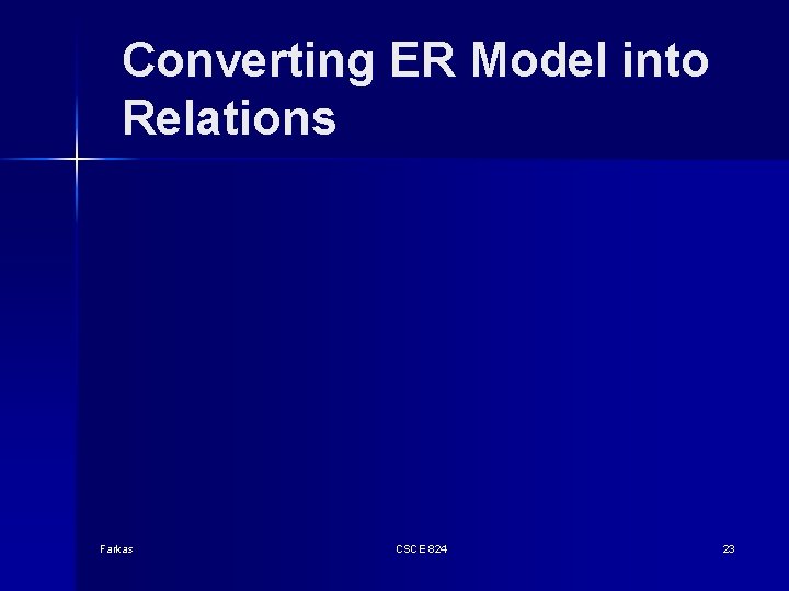 Converting ER Model into Relations Farkas CSCE 824 23 