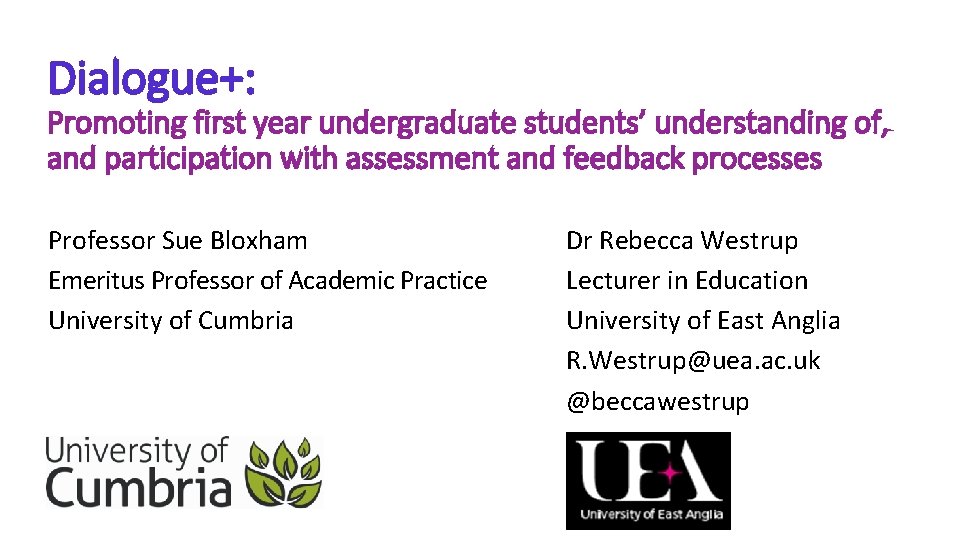 Dialogue+: Promoting first year undergraduate students’ understanding of, and participation with assessment and feedback