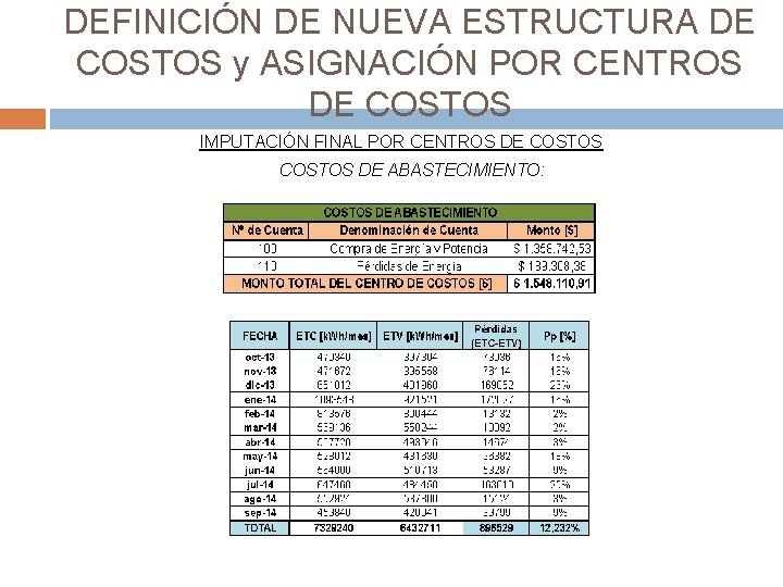 DEFINICIÓN DE NUEVA ESTRUCTURA DE COSTOS y ASIGNACIÓN POR CENTROS DE COSTOS IMPUTACIÓN FINAL