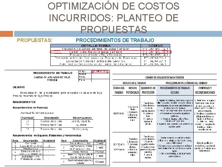 OPTIMIZACIÓN DE COSTOS INCURRIDOS: PLANTEO DE PROPUESTAS: PROCEDIMIENTOS DE TRABAJO 