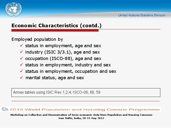 Economic Characteristics (contd. ) Employed population by ü ü ü status in employment, age