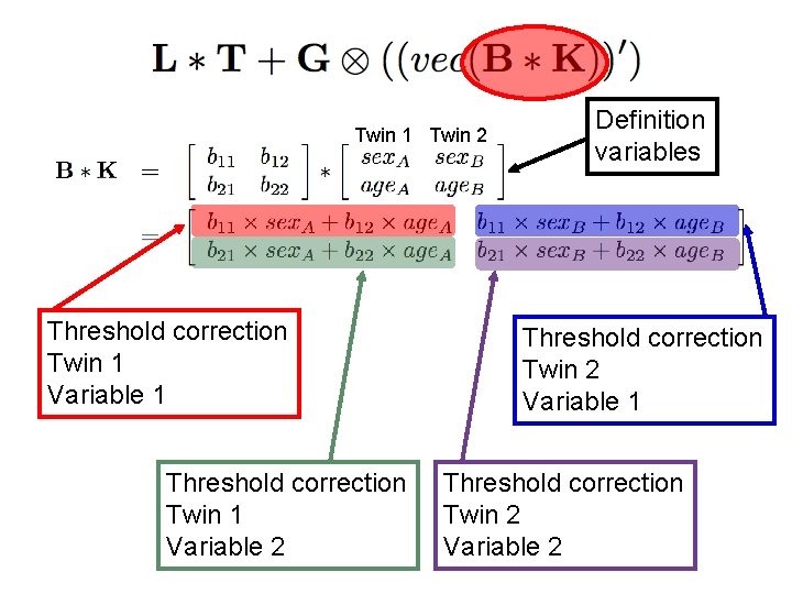 Twin 1 Twin 2 Threshold correction Twin 1 Variable 1 Threshold correction Twin 1