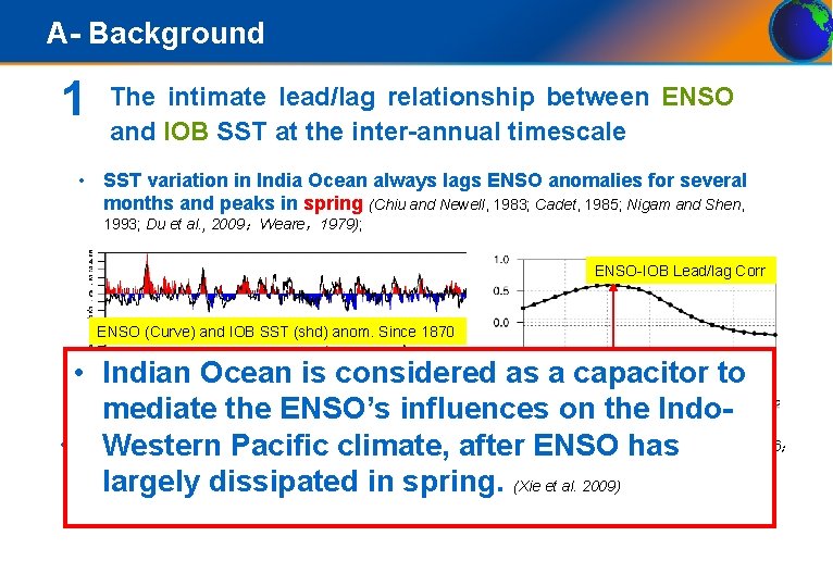 A- Background 1 The intimate lead/lag relationship between ENSO and IOB SST at the