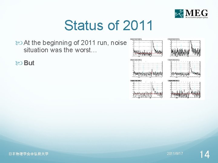 Status of 2011 At the beginning of 2011 run, noise situation was the worst…