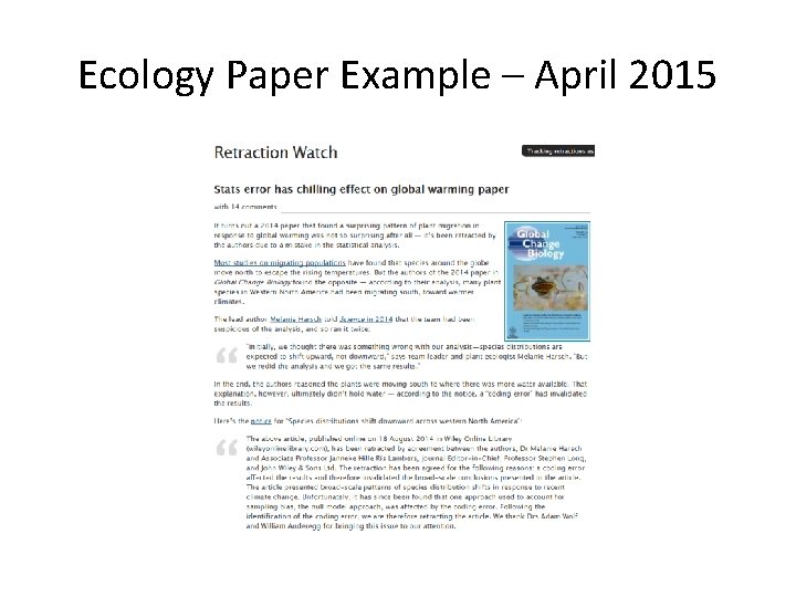 Ecology Paper Example – April 2015 