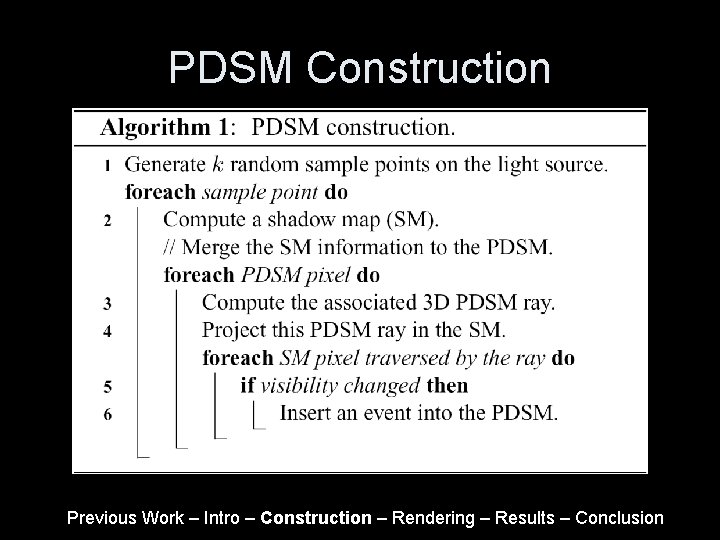 PDSM Construction Previous Work – Intro – Construction – Rendering – Results – Conclusion