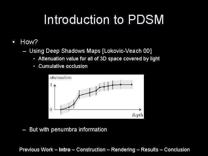 Introduction to PDSM • How? – Using Deep Shadows Maps [Lokovic-Veach 00] • Attenuation