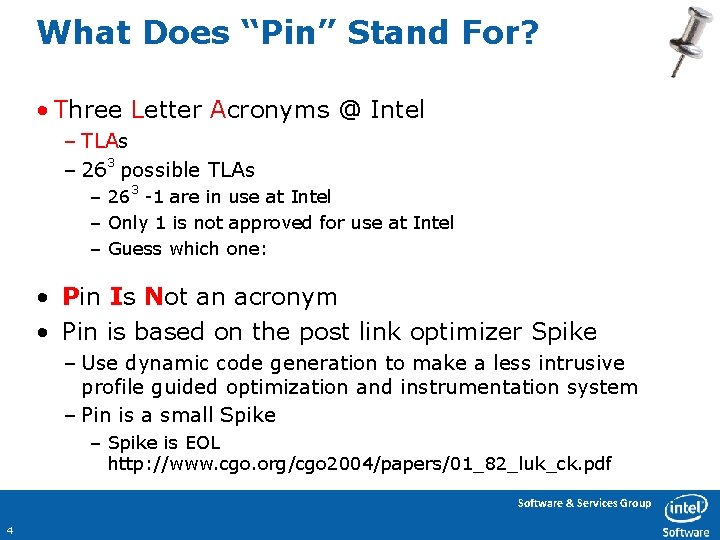 What Does “Pin” Stand For? • Three Letter Acronyms @ Intel – TLAs –