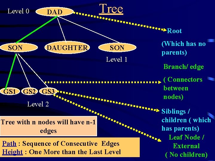 Level 0 DAD Tree Root SON DAUGHTER SON Level 1 GS 2 GS 3