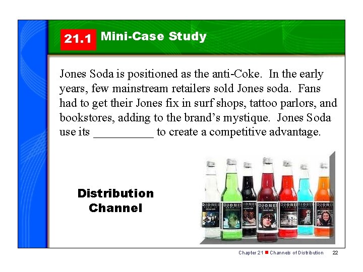 21. 1 Mini-Case Study Jones Soda is positioned as the anti-Coke. In the early