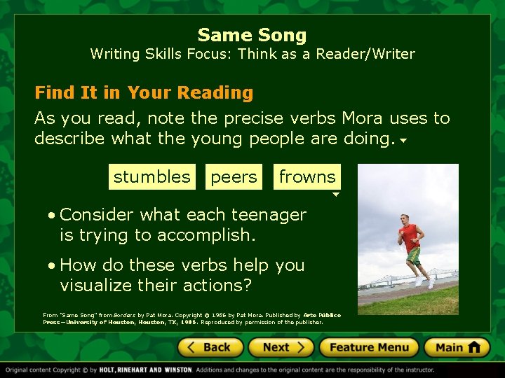 Same Song Writing Skills Focus: Think as a Reader/Writer Find It in Your Reading