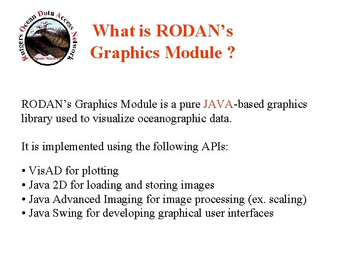 What is RODAN’s Graphics Module ? RODAN’s Graphics Module is a pure JAVA-based graphics