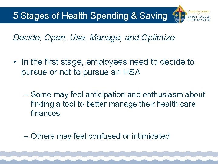 5 Stages of Health Spending & Saving Decide, Open, Use, Manage, and Optimize •