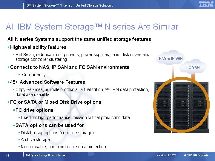 IBM System Storage™ N series – Unified Storage Solutions All IBM System Storage™ N