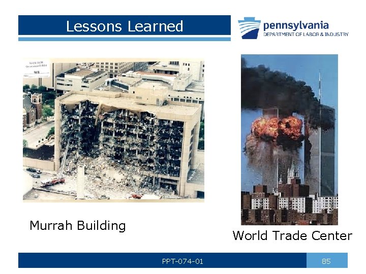 Lessons Learned Murrah Building World Trade Center PPT-074 -01 85 