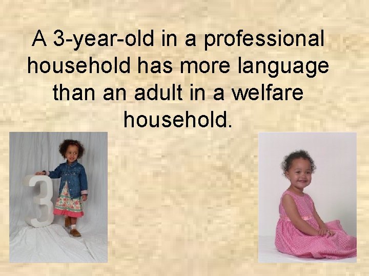 A 3 -year-old in a professional household has more language than an adult in
