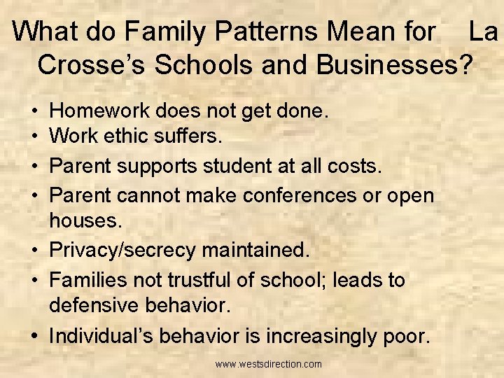 What do Family Patterns Mean for La Crosse’s Schools and Businesses? • • Homework