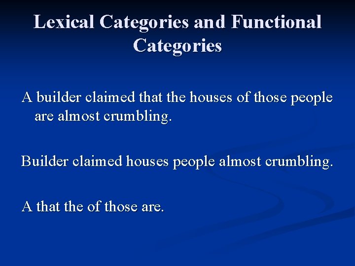 Lexical Categories and Functional Categories A builder claimed that the houses of those people