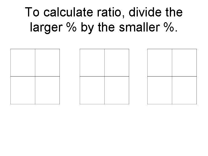 To calculate ratio, divide the larger % by the smaller %. 