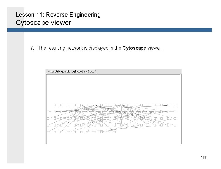 Lesson 11: Reverse Engineering Cytoscape viewer 7. The resulting network is displayed in the