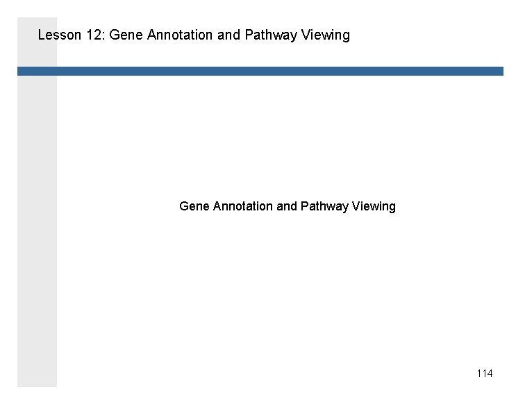 Lesson 12: Gene Annotation and Pathway Viewing 114 