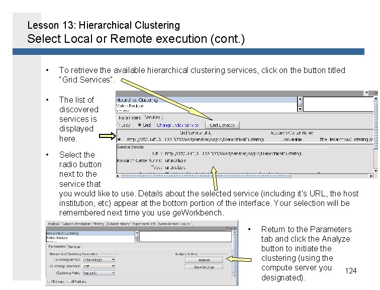 Lesson 13: Hierarchical Clustering Select Local or Remote execution (cont. ) • To retrieve