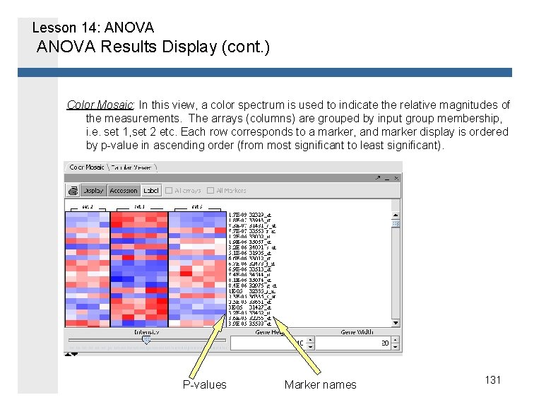 Lesson 14: ANOVA Results Display (cont. ) Color Mosaic: In this view, a color