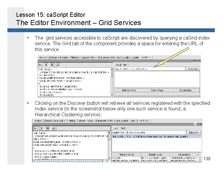 Lesson 15: ca. Script Editor The Editor Environment – Grid Services • The grid