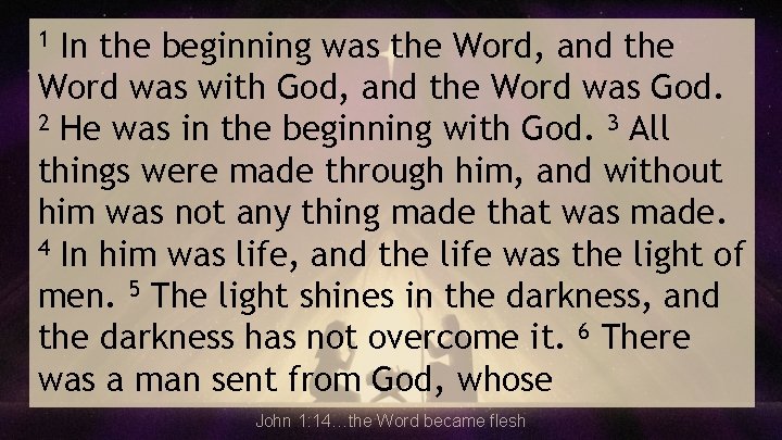 In the beginning was the Word, and the Word was with God, and the