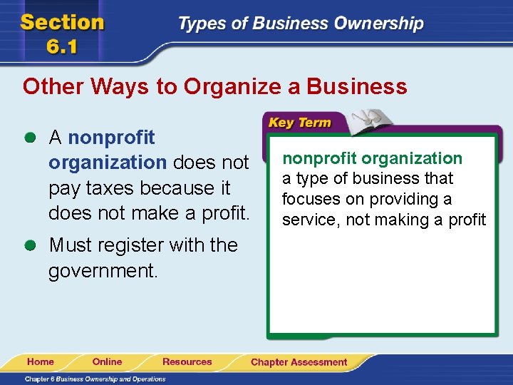Other Ways to Organize a Business A nonprofit organization does not pay taxes because