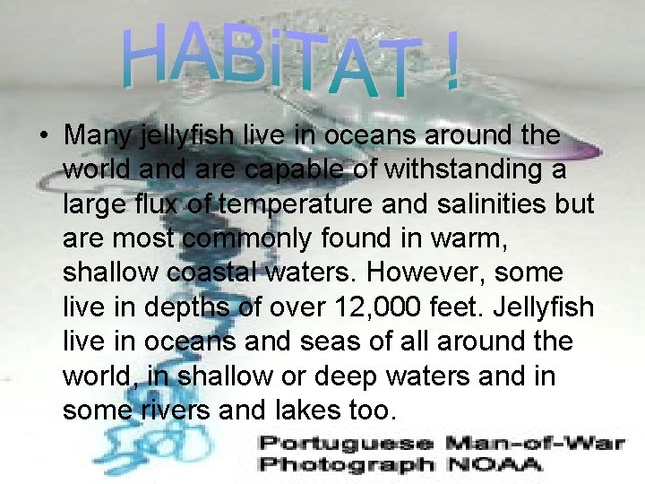  • Many jellyfish live in oceans around the world and are capable of