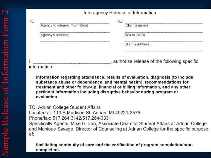 Sample Release of Information Form 2 
