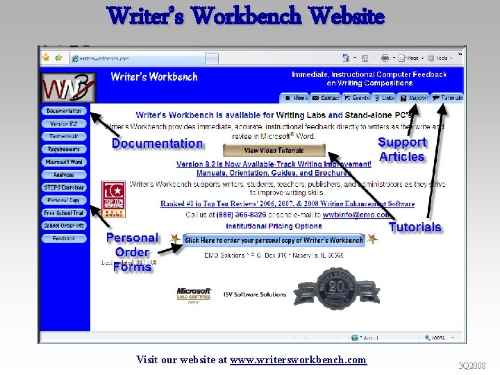 Writer’s Workbench Website Visit our website at www. writersworkbench. com 3 Q 2008 