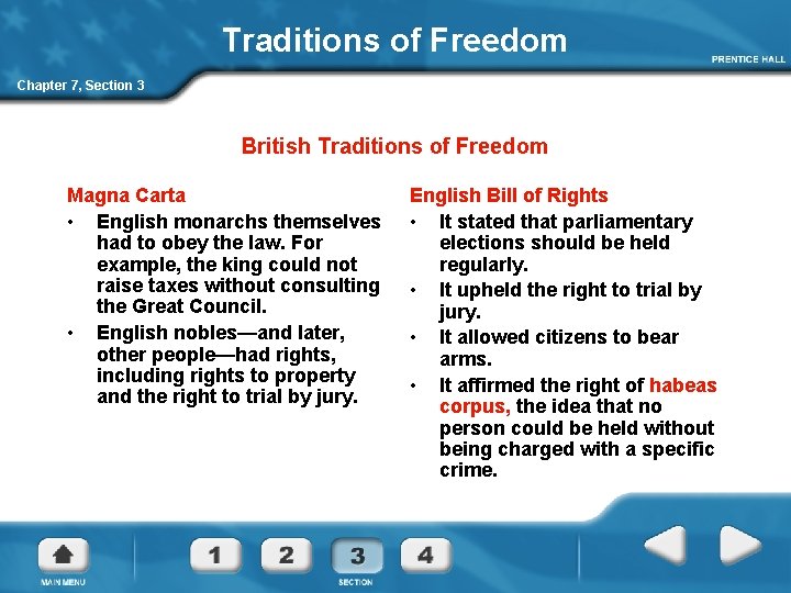 Traditions of Freedom Chapter 7, Section 3 British Traditions of Freedom Magna Carta •
