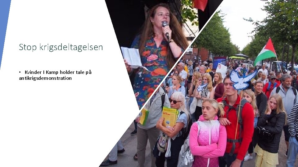 Stop krigsdeltagelsen • Kvinder I Kamp holder tale på antikrigsdemonstration 