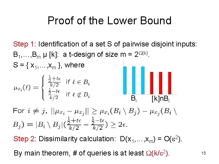 Proof of the Lower Bound Step 1: Identification of a set S of pairwise