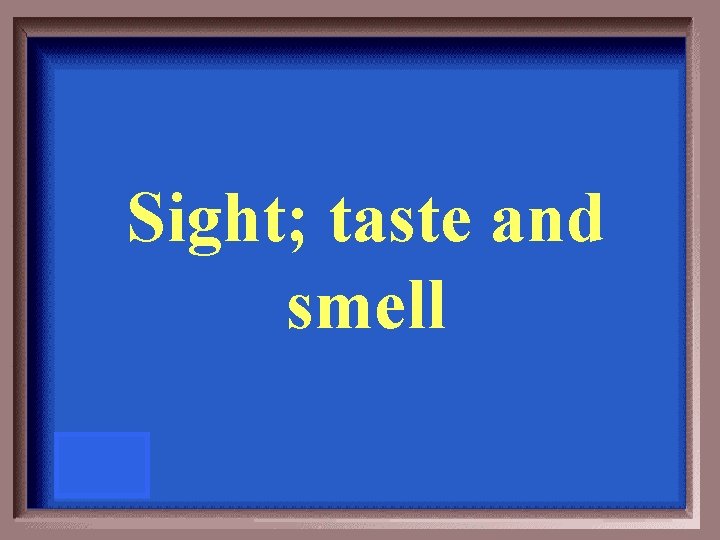 Sight; taste and smell 