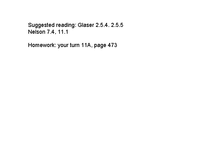 Suggested reading: Glaser 2. 5. 4. 2. 5. 5 Nelson 7. 4, 11. 1
