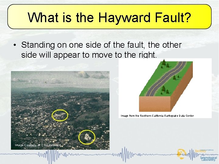 What is the Hayward Fault? • Standing on one side of the fault, the