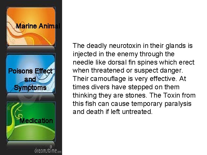 Marine Animal Poisons Effect and Symptoms Medication The deadly neurotoxin in their glands is